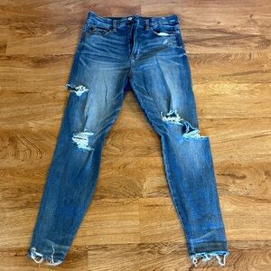 American Eagle Outfitters High Rise Distressed Blue Jeans
